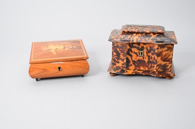 Lot 100 - A 19th century toiseshell tea caddy and a later box