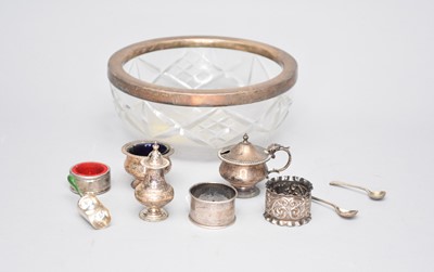 Lot 344 - A silver mounted glass bowl and silver cruets