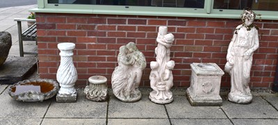 Lot 598 - A group of five buff terracotta garden ornaments