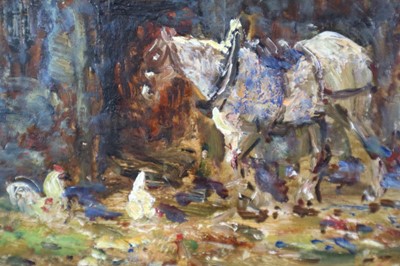 Lot 219 - John Falconar Slater (British 1857-1937) Farmyard Scene with Carter and Horse
