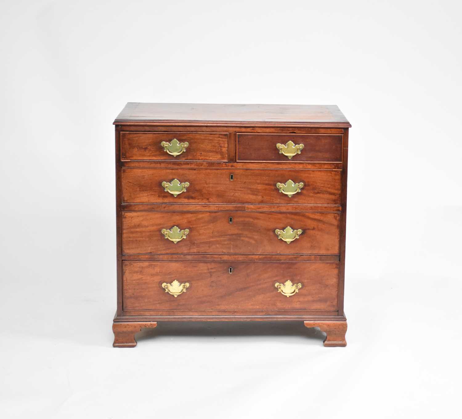 Lot 613 - A George III mahogany, crossbanded chest of drawers, 79cm wide