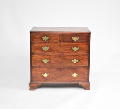 Lot 613 - A George III mahogany, crossbanded chest of drawers, 79cm wide