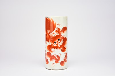 Lot 600 - A Chinese iron red decorated sleeve vase