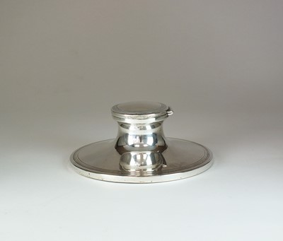 Lot 2 - A large silver mounted capstan ink well