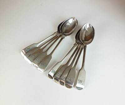 Lot 2 - A set of ten Victorian Fiddle pattern silver teaspoons