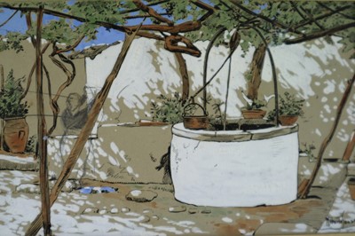 Lot 268 - Alberto de Sousa (Portuguese 1880-1961) Courtyard with a Well