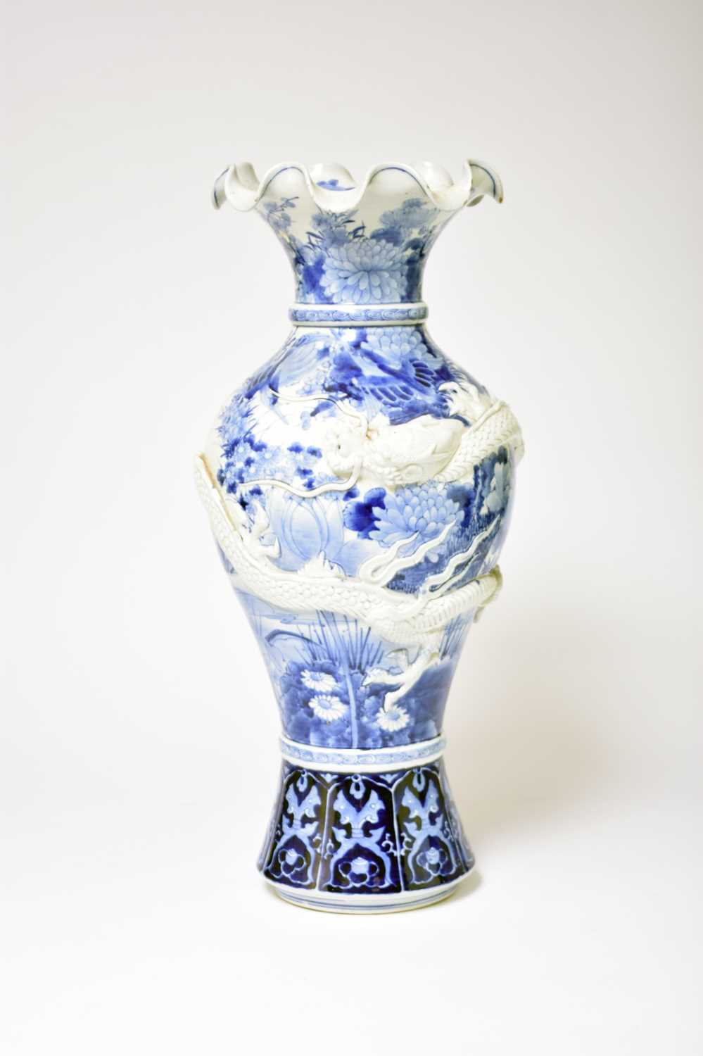 Large Japanese Arita Porcelain Blue and White Octagonal Baluster Vase -  ROBIN MARTIN ANTIQUES