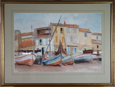 Lot 239 - Philip Naviasky (British, 1894-1983), Beached boats, 36cm x 53.5cm