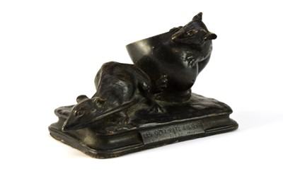 Lot 422 - Antonin Aigon (French, 1837-1885), 'Les Deux Rats and L'oeve', bronze