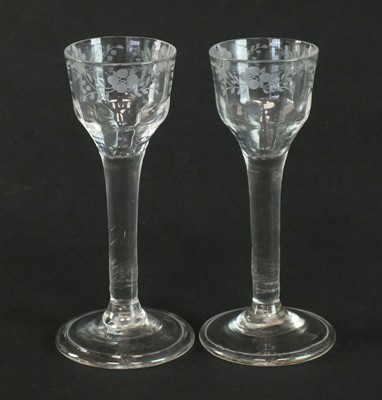 Lot 275 - A near pair of 18th-century wine glasses