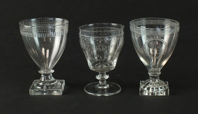 Lot 277 - Three George III glass rummers