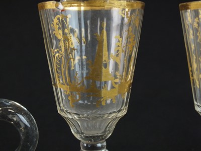 Lot 279 - Three 18th century gilded drinking glasses and a mug