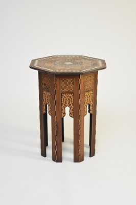 Lot 410 - A late 19th century Ottoman octagonal table, inlaid with mother-of-pearl