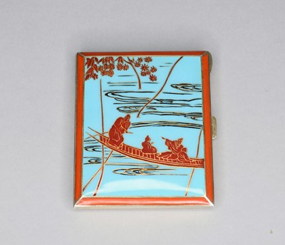 Lot 346 - A silver gilt and enamelled cigarette case