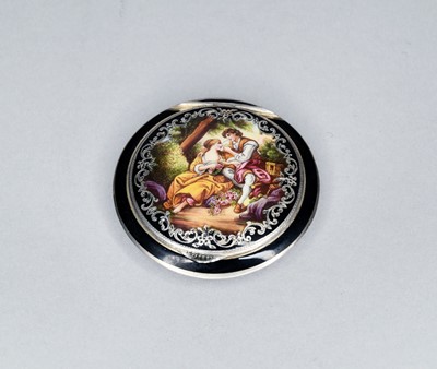 Lot 329 - An Austrian silver and enamel circular compact