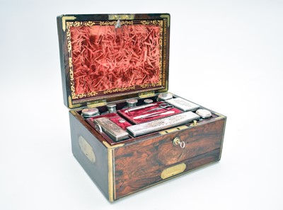 Lot 536 - A Victorian brass-inlaid rosewood dressing case