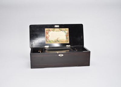 Lot 566 - An inlaid rosewood Swiss cylinder music box