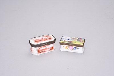 Lot 393 - Two George III enamel snuff or patch boxes