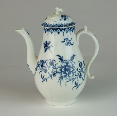 Lot 249 - Caughley 'Peony' coffee pot and cover, circa 1776-79