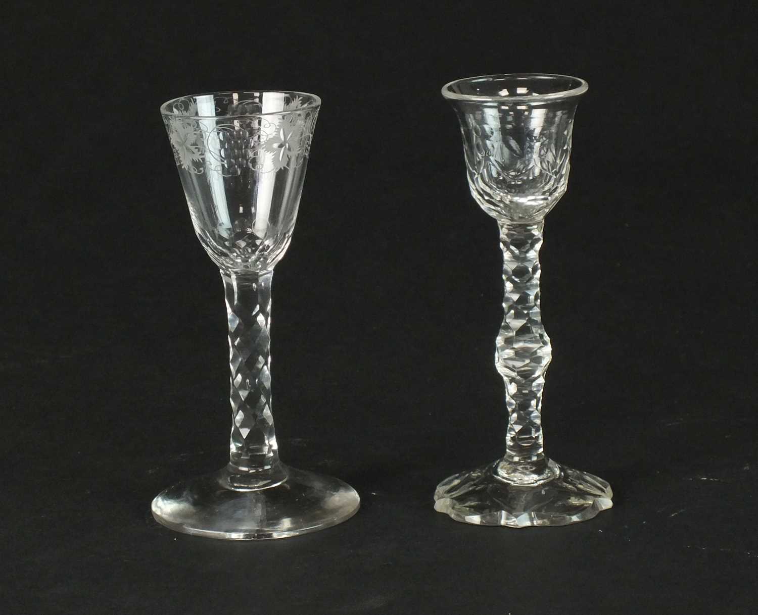 Lot 171 - Two 18th wine glasses
