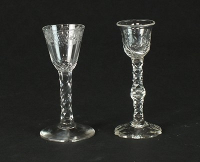 Lot 171 - Two 18th wine glasses