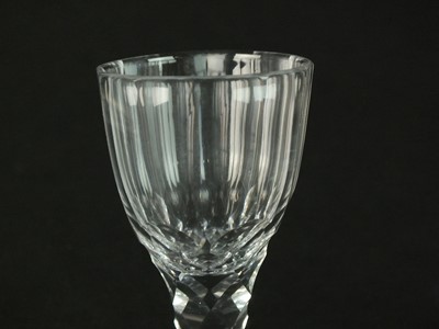 Lot 176 - Three late 18th-century/early 19th century facet-cut stem wine glasses