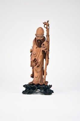 Lot 362 - A Chinese rootwood figure of Shoulao