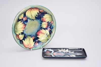 Lot 433 - Moorcroft plate and rectangular tray