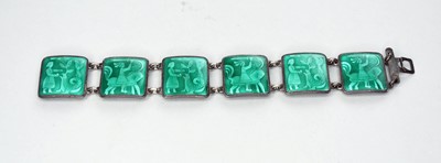 Lot 362 - A Norwegian silver and enamel plaque bracelet by David Andersen