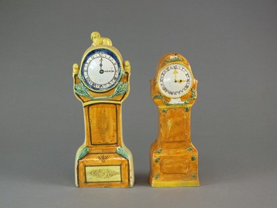 Lot 286 - Two English prattware grandfather clocks, early 19th century