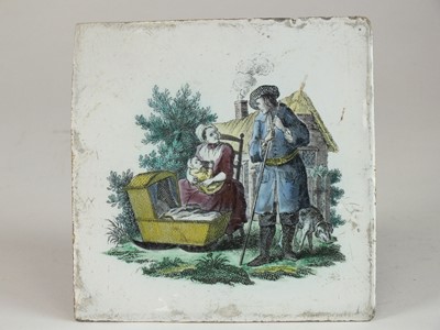 Lot 278 - Three Liverpool delft tiles, circa 1770