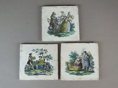 Lot 278 - Three Liverpool delft tiles, circa 1770