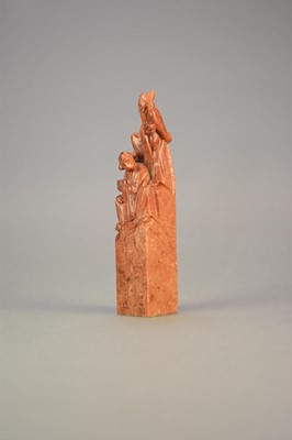 Lot 443 - A Chinese soapstone figural seal, Qing Dynasty