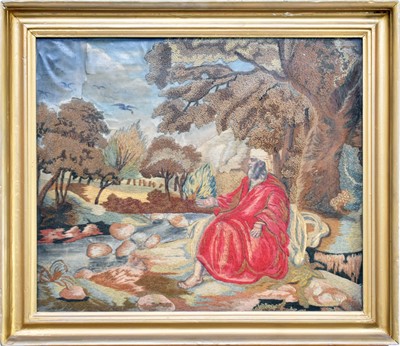 Lot 272 - A 19th century woolwork picture of Elijah and the Raven