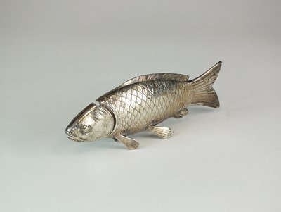 Lot 120 - A 19th century Austrian silver novelty pounce pot in the form of a fish