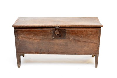 Lot 559 - A small, late 19th century, 17th century style, oak 6-plank coffer