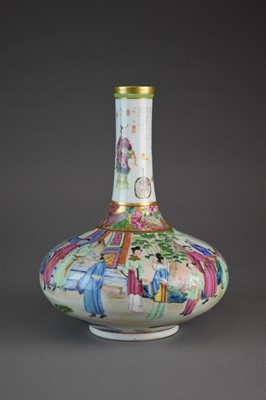 Lot 89 - A Chinese Canton famille rose bottle vase, Qing Dynasty