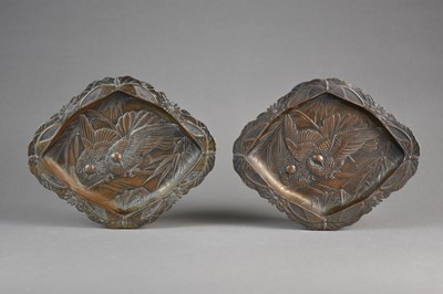 Lot 646 - A pair of Japanese bronze dishes and other works of art