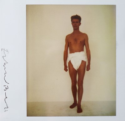 Lot 29 - Edward Bell (British Contemporary) Polaroid of David Bowie in a Toga