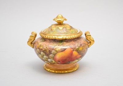 Lot 291 - Royal Worcester jar and cover painted with fruit