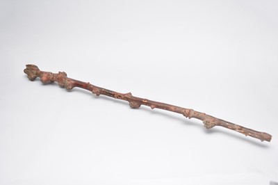 Lot 457 - A Chinese carved rootstock staff, Qing Dynasty, 19th century