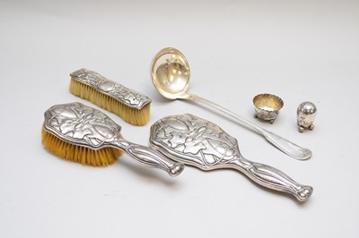 Lot 24 - An Edwardian three silver silver mounted dressing table set