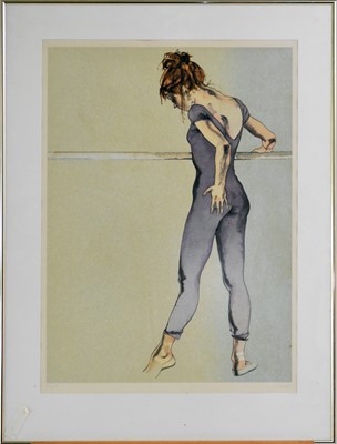 Lot 246 - Donald Hamilton Fraser (Scottish 1929-2009) Ballerina at the Bar in Purple Leotard