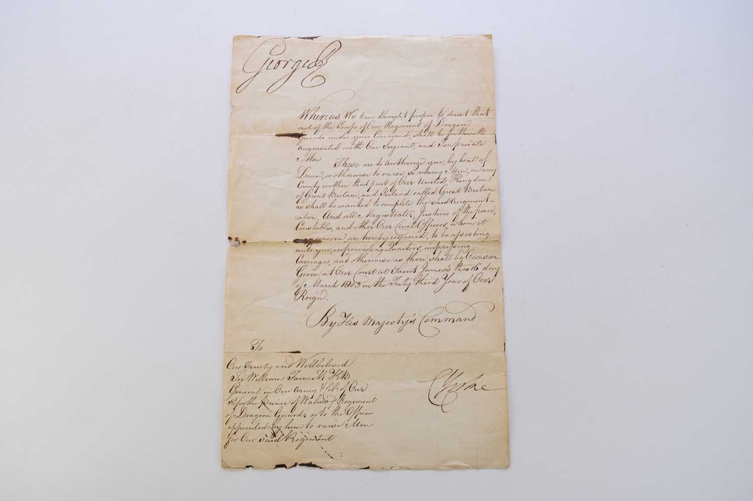 Lot 34 - GEORGE III (1730-1820), document signed, 16...