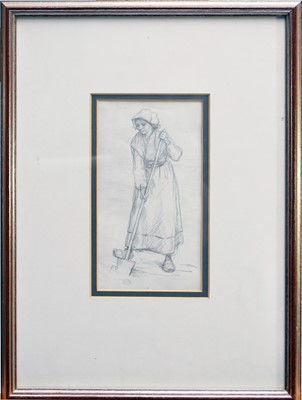 Lot 241 - George Henry Broughton (British 1834-1905) Pencil Drawing of a Dutch Farm Worker
