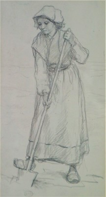 Lot 241 - George Henry Broughton (British 1834-1905) Pencil Drawing of a Dutch Farm Worker