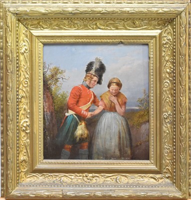 Lot 253 - British School (Early 19th Century) A Soldier Taking Leave of His Sweetheart