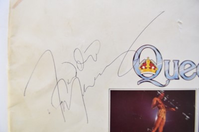 Lot 159 - QUEEN. Album sleeve notes, signed on cover by...