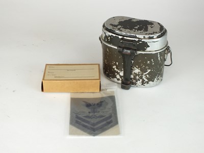 Lot 156 - German mess tin, Feldpost cardboard box and other insignia