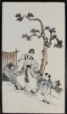 Lot 342 - A pair of Chinese paintings of immortals in landscapes